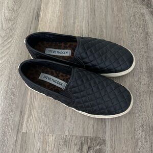 Steve Madden Black Quilted Slip-On Shoes
